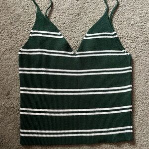 PacSun Dark Green and White Striped tank